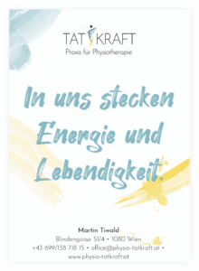 Flyer with a quote "In uns stecken Energie und Lebendigkeit."