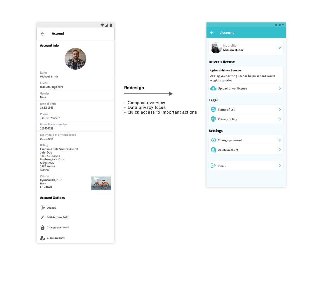 FluidLife redesign of the account overview