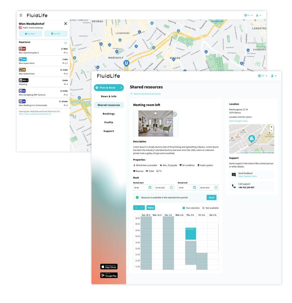 FluidLife Web Application with departure monitor and resource detail